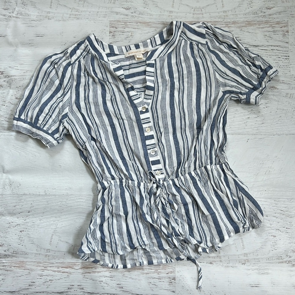 Monteau Los Angeles Stripped Cinched Waist Top MEDIUM
